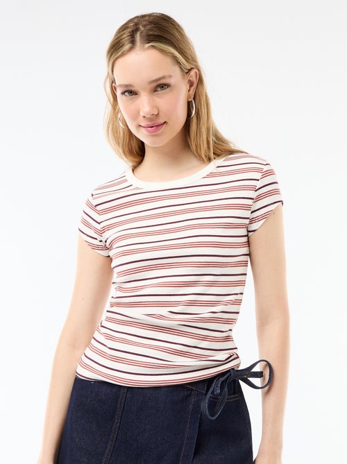 Camiseta de punto de canalé y manga corta - Kiabi