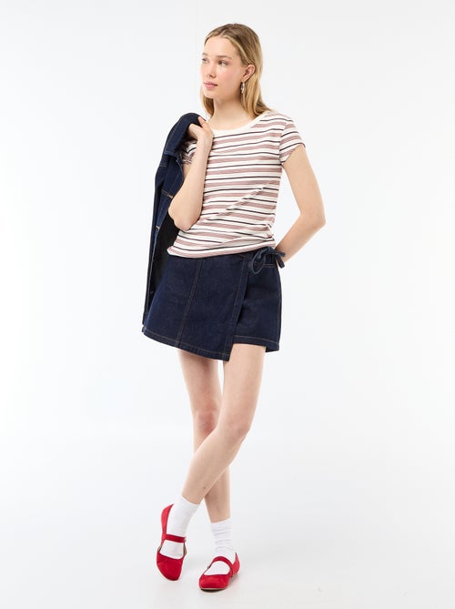 Camiseta de punto de canalé y manga corta - Kiabi