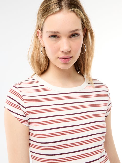 Camiseta de punto de canalé y manga corta - Kiabi