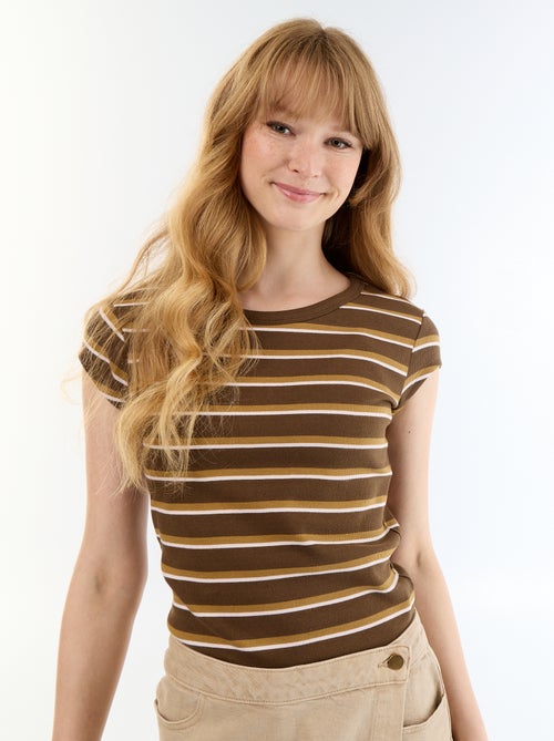 Camiseta de punto de canalé y manga corta - Kiabi