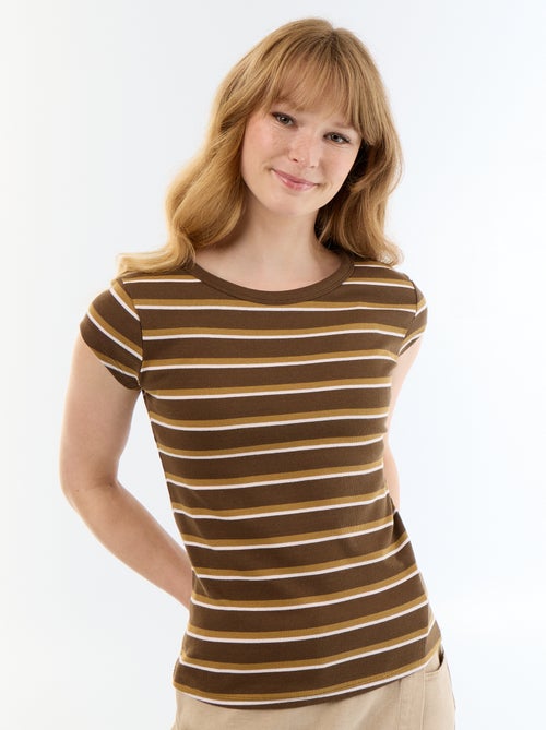 Camiseta de punto de canalé y manga corta - Kiabi