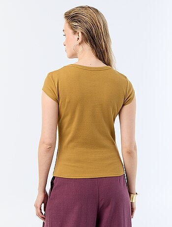 Camiseta de punto de canalé y manga corta