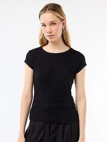 Camiseta de punto de canalé y manga corta