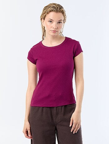 Camiseta de punto de canalé y manga corta