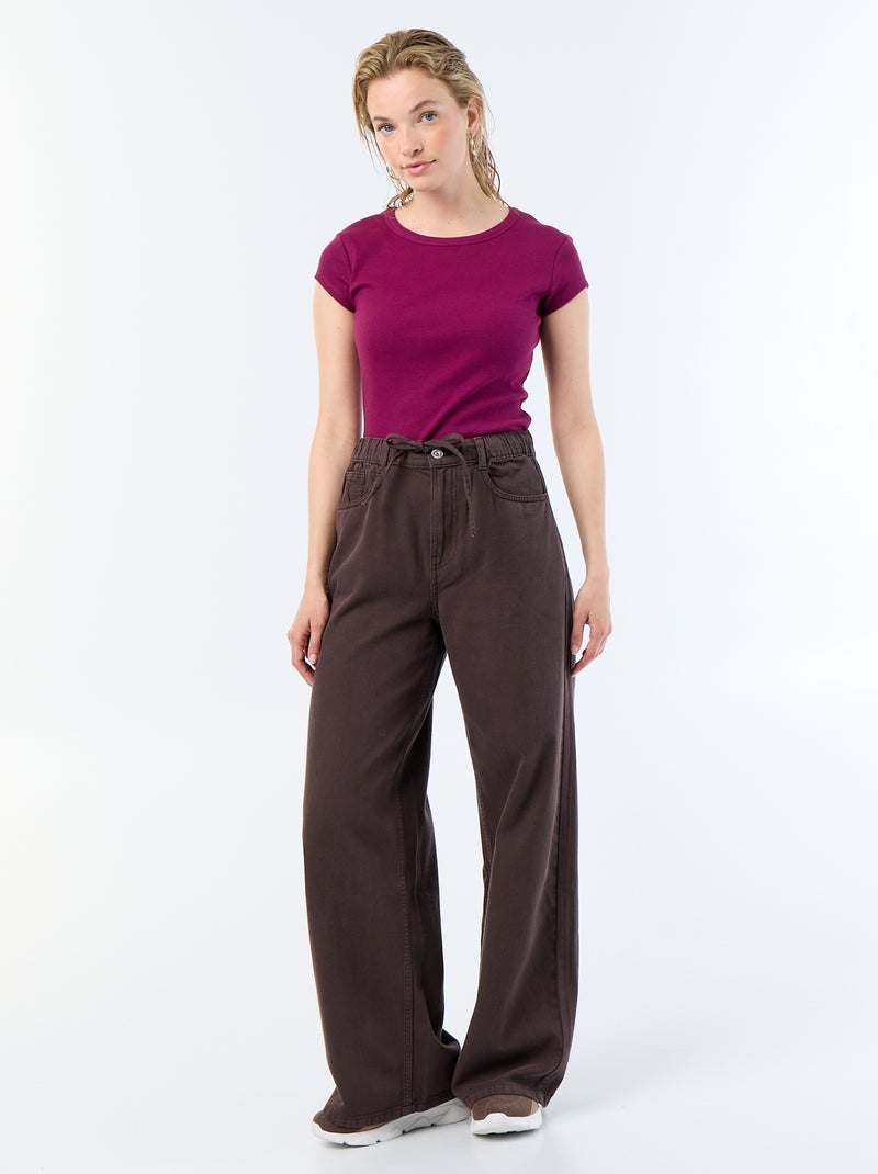 Camiseta de punto de canalé y manga corta Purpura - Kiabi