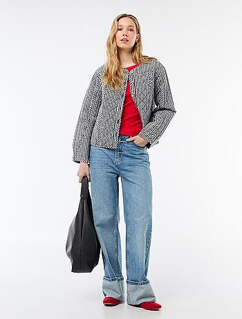 Camiseta de punto de canalé y manga corta