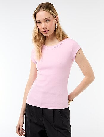 Camiseta de punto de canalé y manga corta