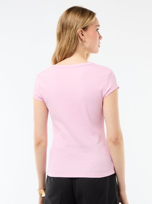 Camiseta de punto de canalé y manga corta - Kiabi