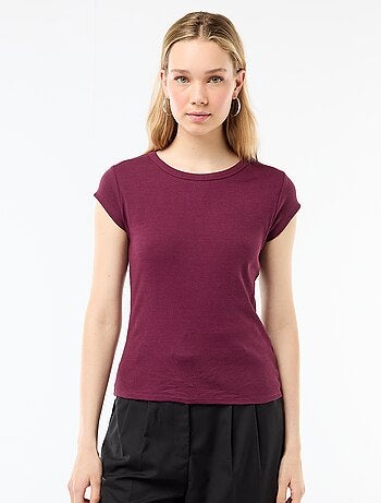 Camiseta de punto de canalé y manga corta