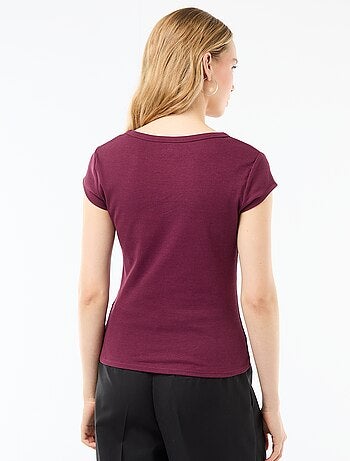 Camiseta de punto de canalé y manga corta