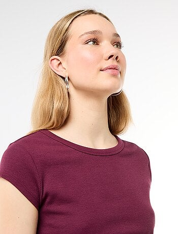 Camiseta de punto de canalé y manga corta