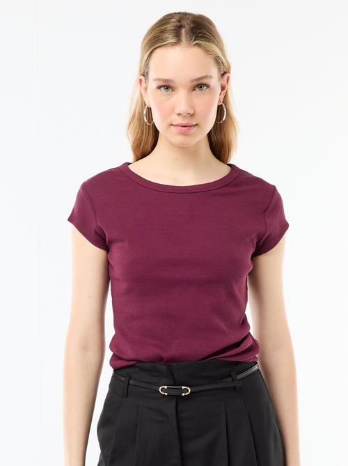 Camiseta de punto de canalé y manga corta - Kiabi