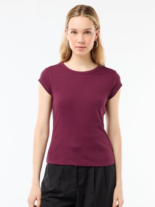Camiseta de punto de canalé y manga corta - Kiabi