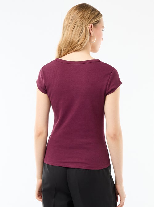 Camiseta de punto de canalé y manga corta - Kiabi