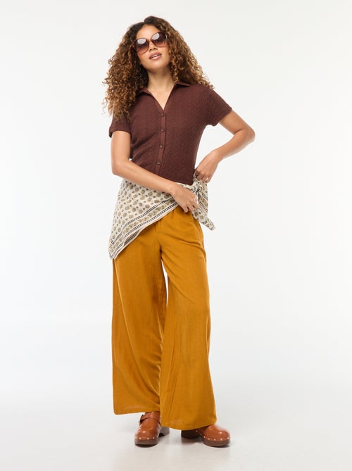 Camiseta de punto de croché con cuello de polo - Kiabi