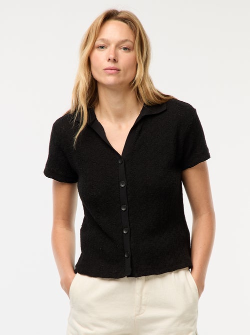 Camiseta de punto de croché con cuello de polo - Kiabi