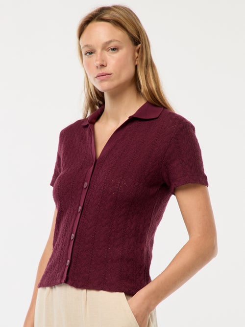 Camiseta de punto de croché con cuello de polo - Kiabi