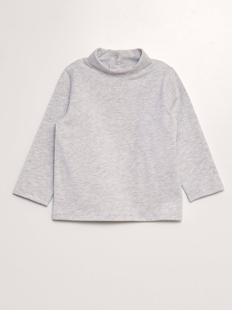 Camiseta de punto de cuello alto GRIS - Kiabi