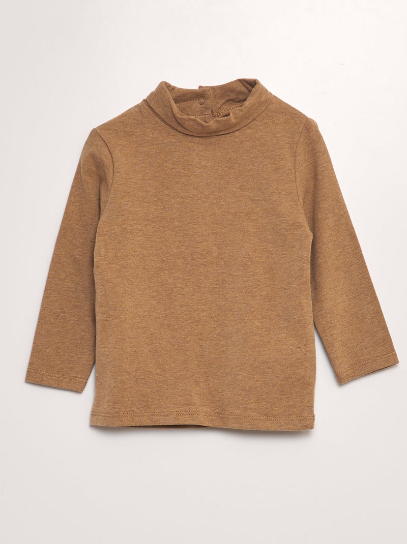 Camiseta de punto de cuello alto MARRON - Kiabi