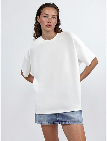 Camiseta de punto de cuello redondo de gran tamaño hiccup