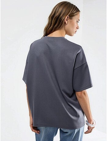 Camiseta de punto de cuello redondo de gran tamaño hiccup