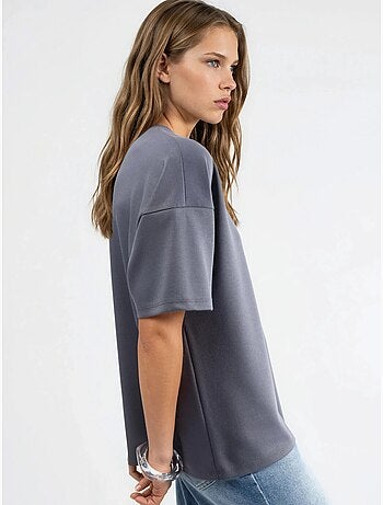 Camiseta de punto de cuello redondo de gran tamaño hiccup