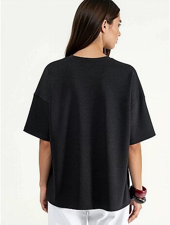 Camiseta de punto de cuello redondo de gran tamaño hiccup