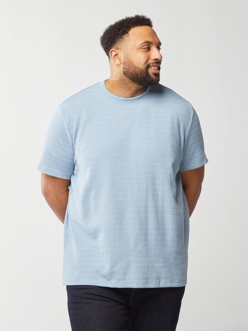 Camiseta de punto de fantasía con manga corta AZUL CLARO - Kiabi
