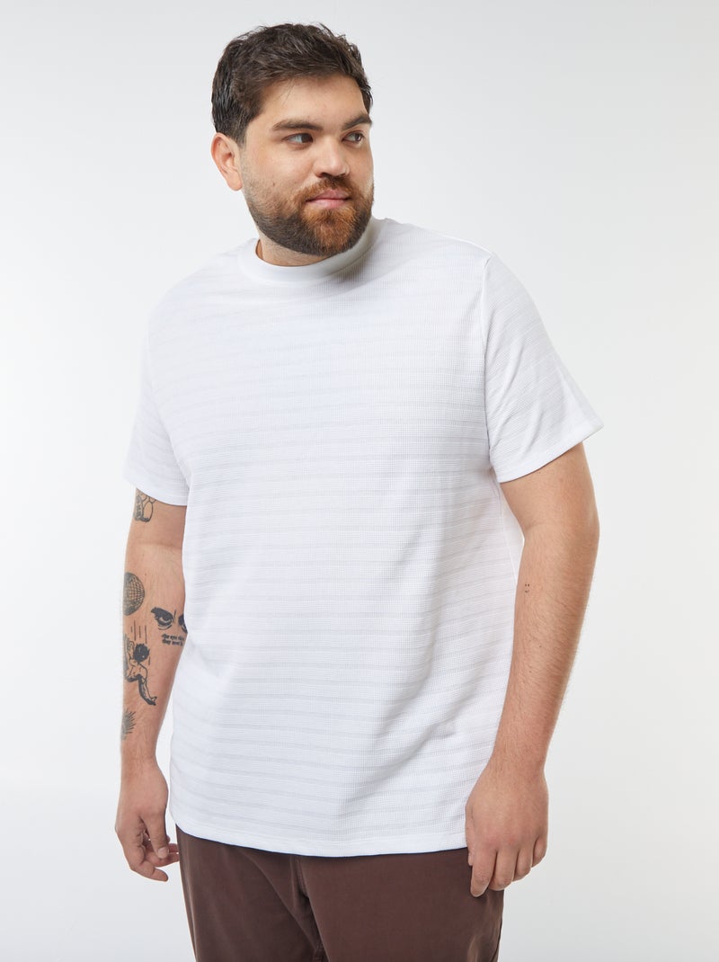 Camiseta de punto de fantasía con manga corta blanco - Kiabi