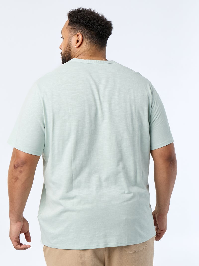 Camiseta de punto de jersey con cuello tunecino y manga corta Azul - Kiabi