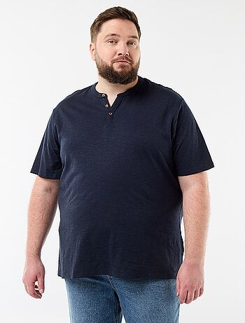 Camiseta de punto de jersey con cuello tunecino y manga corta