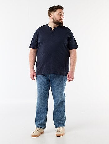 Camiseta de punto de jersey con cuello tunecino y manga corta