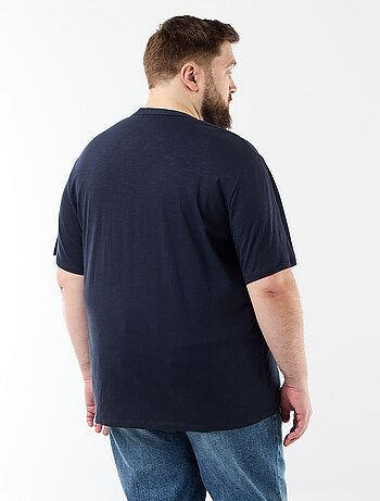 Camiseta de punto de jersey con cuello tunecino y manga corta