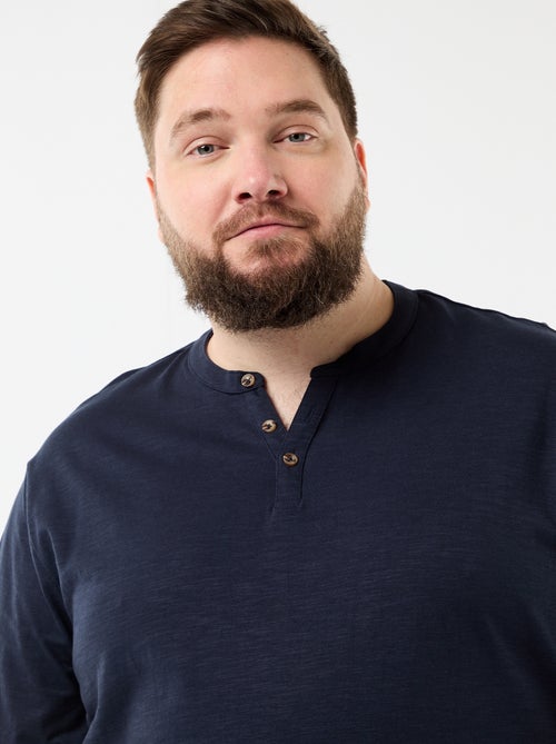 Camiseta de punto de jersey con cuello tunecino y manga corta - Kiabi