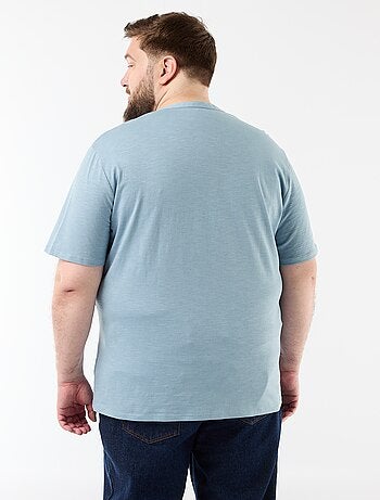 Camiseta de punto de jersey con cuello tunecino y manga corta