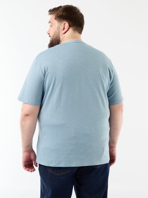 Camiseta de punto de jersey con cuello tunecino y manga corta - Kiabi