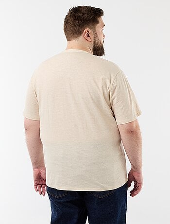 Camiseta de punto de jersey con cuello tunecino y manga corta