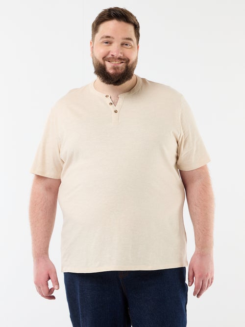 Camiseta de punto de jersey con cuello tunecino y manga corta - Kiabi