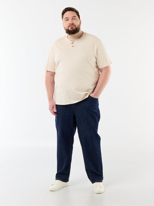 Camiseta de punto de jersey con cuello tunecino y manga corta - Kiabi