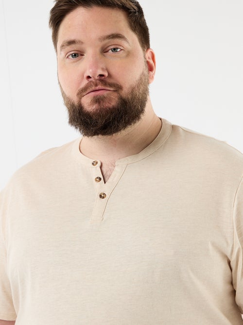 Camiseta de punto de jersey con cuello tunecino y manga corta - Kiabi