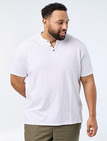 Camiseta de punto de jersey con cuello tunecino y manga corta