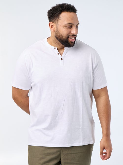 Camiseta de punto de jersey con cuello tunecino y manga corta - Kiabi