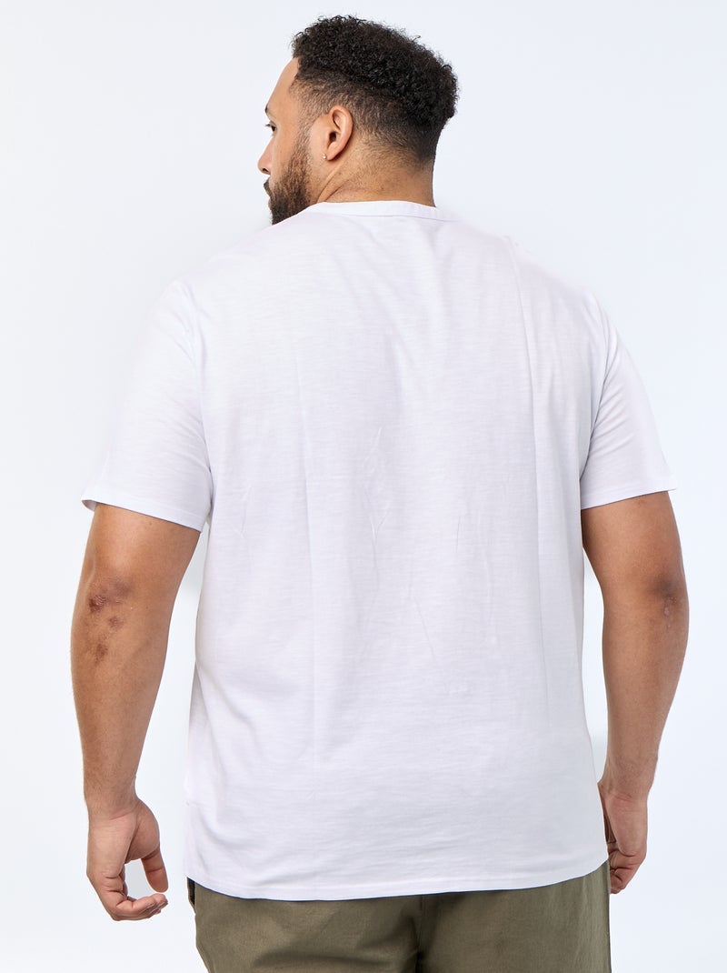 Camiseta de punto de jersey con cuello tunecino y manga corta Blanco - Kiabi
