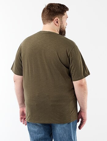 Camiseta de punto de jersey con cuello tunecino y manga corta