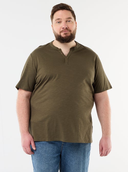 Camiseta de punto de jersey con cuello tunecino y manga corta - Kiabi