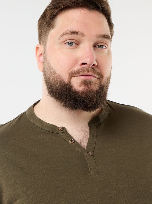 Camiseta de punto de jersey con cuello tunecino y manga corta - Kiabi