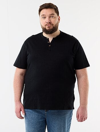 Camiseta de punto de jersey con cuello tunecino y manga corta