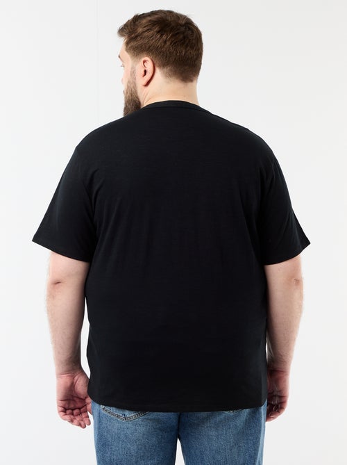 Camiseta de punto de jersey con cuello tunecino y manga corta - Kiabi