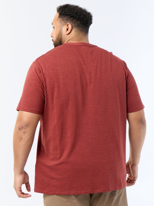 Camiseta de punto de jersey con cuello tunecino y manga corta - Kiabi