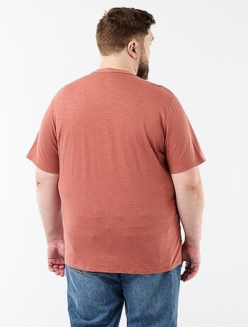 Camiseta de punto de jersey con cuello tunecino y manga corta